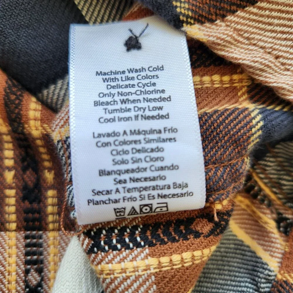 Frye Button Down Flannel Shirt Jacquard Brown Plaid Business Casual Western - Picture 9 of 11